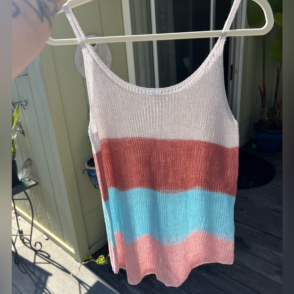 * SOLD* Color Block Netted Tank Top